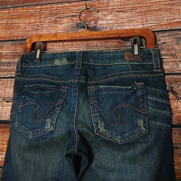 Refuge Capri Jeans Size 3 Low Rise Dark Wash Distressed Denim - Picture 5 of 8